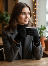Embroidered with Flower Full-Finger Mittens/Gloves (TouchScreen) -TSG01